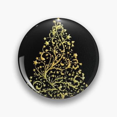 Gold on Black Stylized Christmas Tree