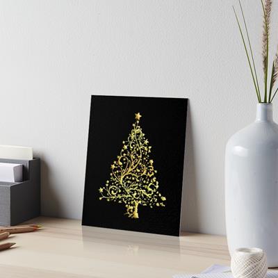 Gold on Black Stylized Christmas Tree