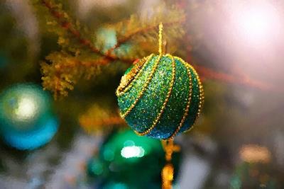 Green and Gold Christmas Baubles