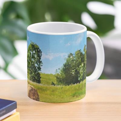 Hay Bales in Grassy Field