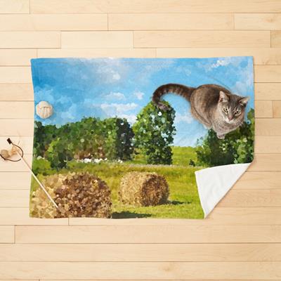 Hay Bales in Grassy Field