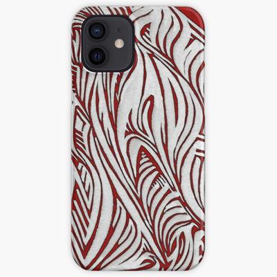 Intense Red, Black, and White Abstract Curves