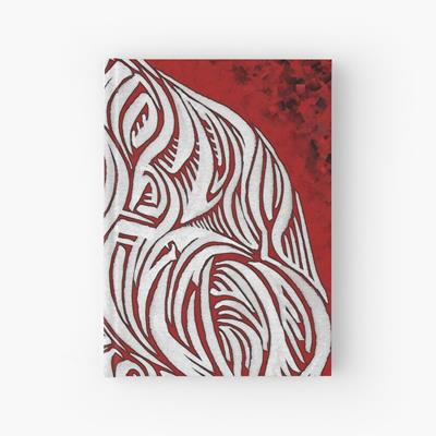 Intense Red, Black, and White Abstract Curves