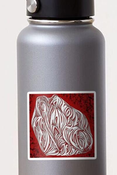 Intense Red, Black, and White Abstract Curves