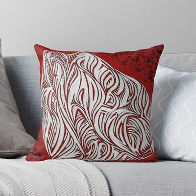Intense Red, Black, and White Abstract Curves