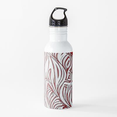 Intense Red, Black, and White Abstract Curves