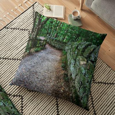 Mossy Stone Fenced Path Through the Woods
