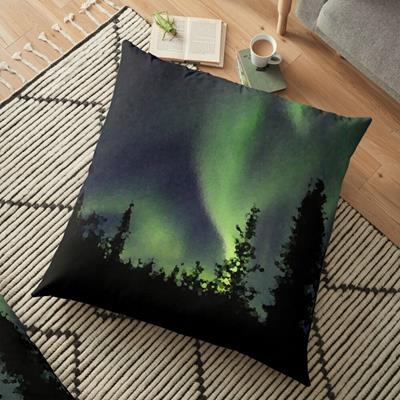 Northern Lights Over Forest