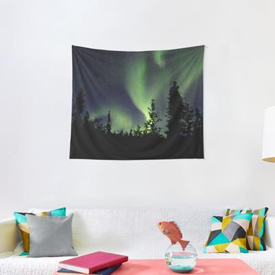 Northern Lights Over Forest