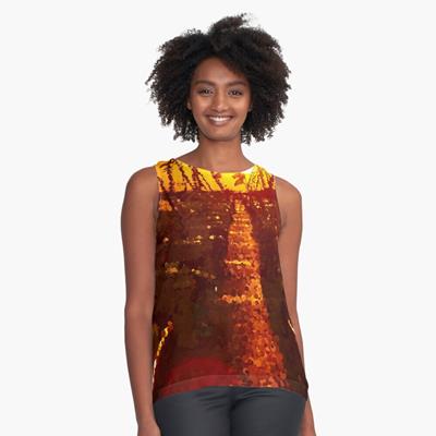 Ocean Dock Under Orange Sky