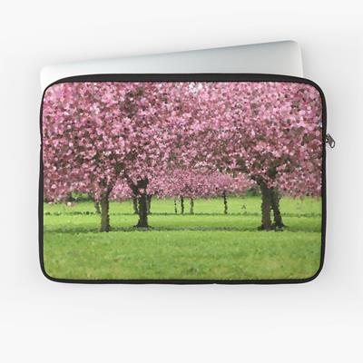 Pink Blossoming Trees Over Green Field