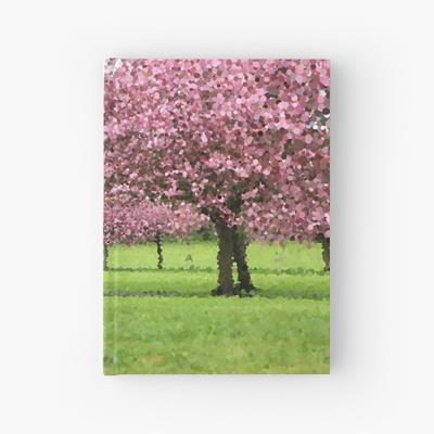 Pink Blossoming Trees Over Green Field