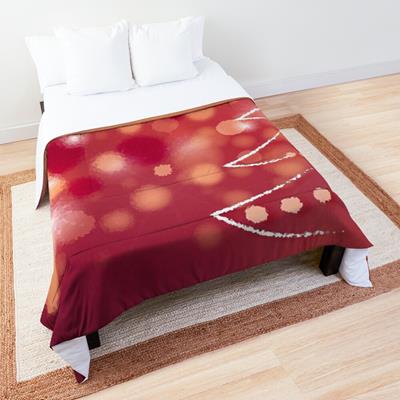 Red Christmas Scene with Stylized Tree