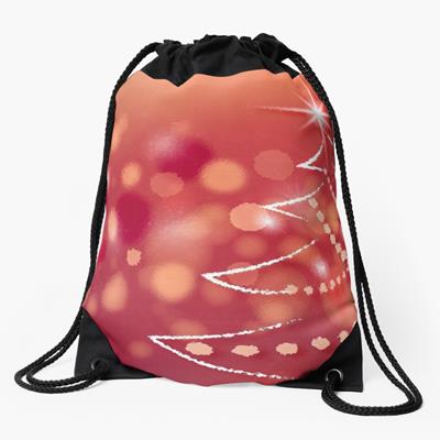 Red Christmas Scene with Stylized Tree