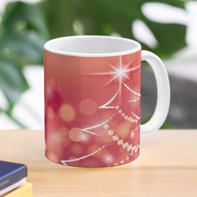 Red Christmas Scene with Stylized Tree