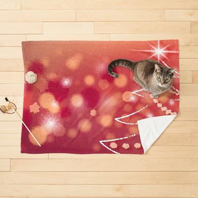 Red Christmas Scene with Stylized Tree