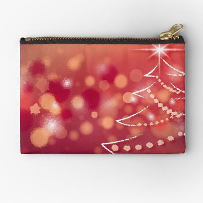 Red Christmas Scene with Stylized Tree