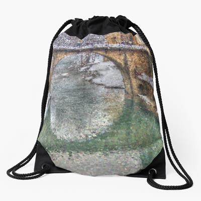 Snowy Stone Bridge Over Water