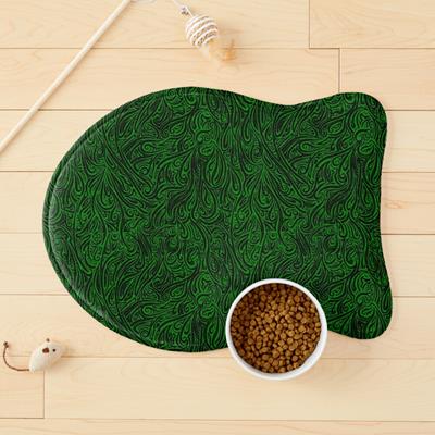 Swirling Abstract Line Art in Black on Green
