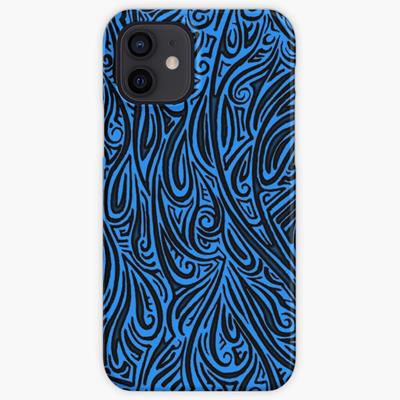 Swirling Abstract Line Art in Black on Light Blue