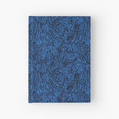 Swirling Abstract Line Art in Black on Light Blue