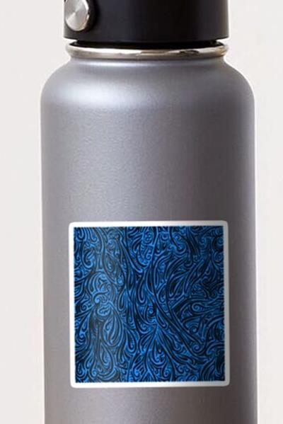 Swirling Abstract Line Art in Black on Light Blue