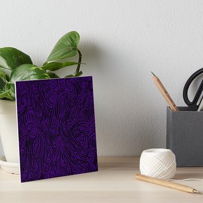 Swirling Abstract Line Art in Black on Purple