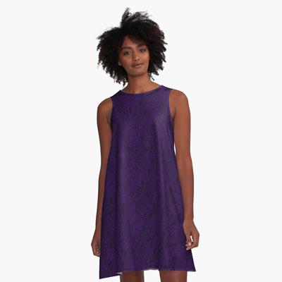 Swirling Abstract Line Art in Black on Purple