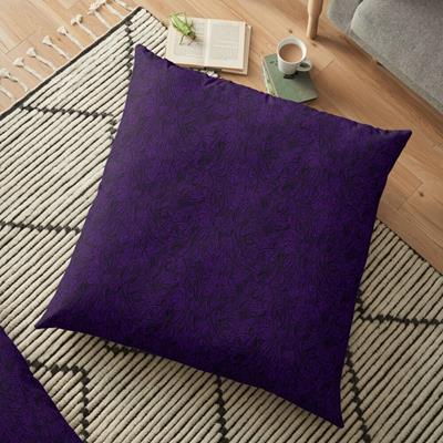 Swirling Abstract Line Art in Black on Purple
