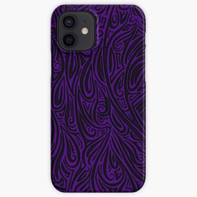 Swirling Abstract Line Art in Black on Purple