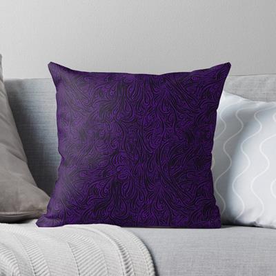 Swirling Abstract Line Art in Black on Purple