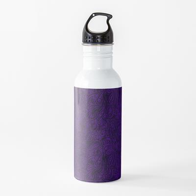 Swirling Abstract Line Art in Black on Purple