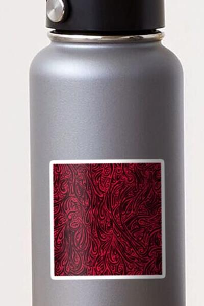 Swirling Abstract Line Art in Black on Red