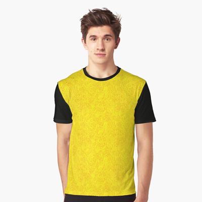Swirling Abstract Line Art in Blazing Yellow and Gold