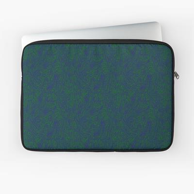 Swirling Abstract Line Art in Dark Blue on Green