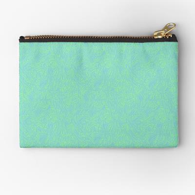 Swirling Abstract Line Art in Light Blue on Green