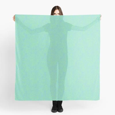 Swirling Abstract Line Art in Light Blue on Green