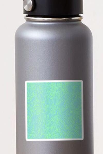 Swirling Abstract Line Art in Light Blue on Green