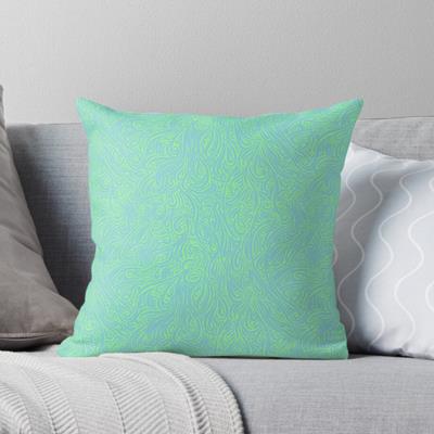 Swirling Abstract Line Art in Light Blue on Green