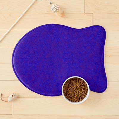 Swirling Abstract Line Art in Purple on Blue