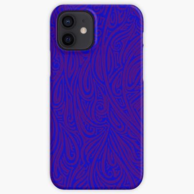 Swirling Abstract Line Art in Purple on Blue
