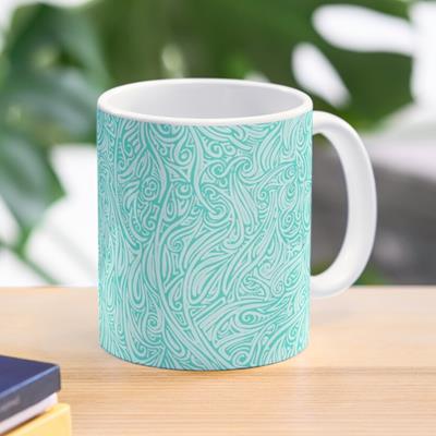 Swirling Abstract Line Art in Shades of Blue