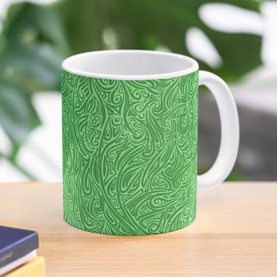 Swirling Abstract Line Art in Shades of Green