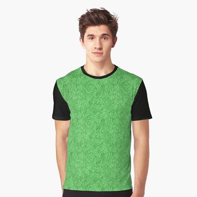 Swirling Abstract Line Art in Shades of Green