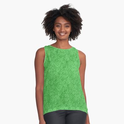 Swirling Abstract Line Art in Shades of Green