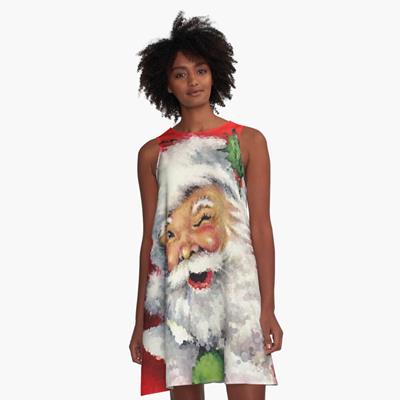 Winking Santa on Red